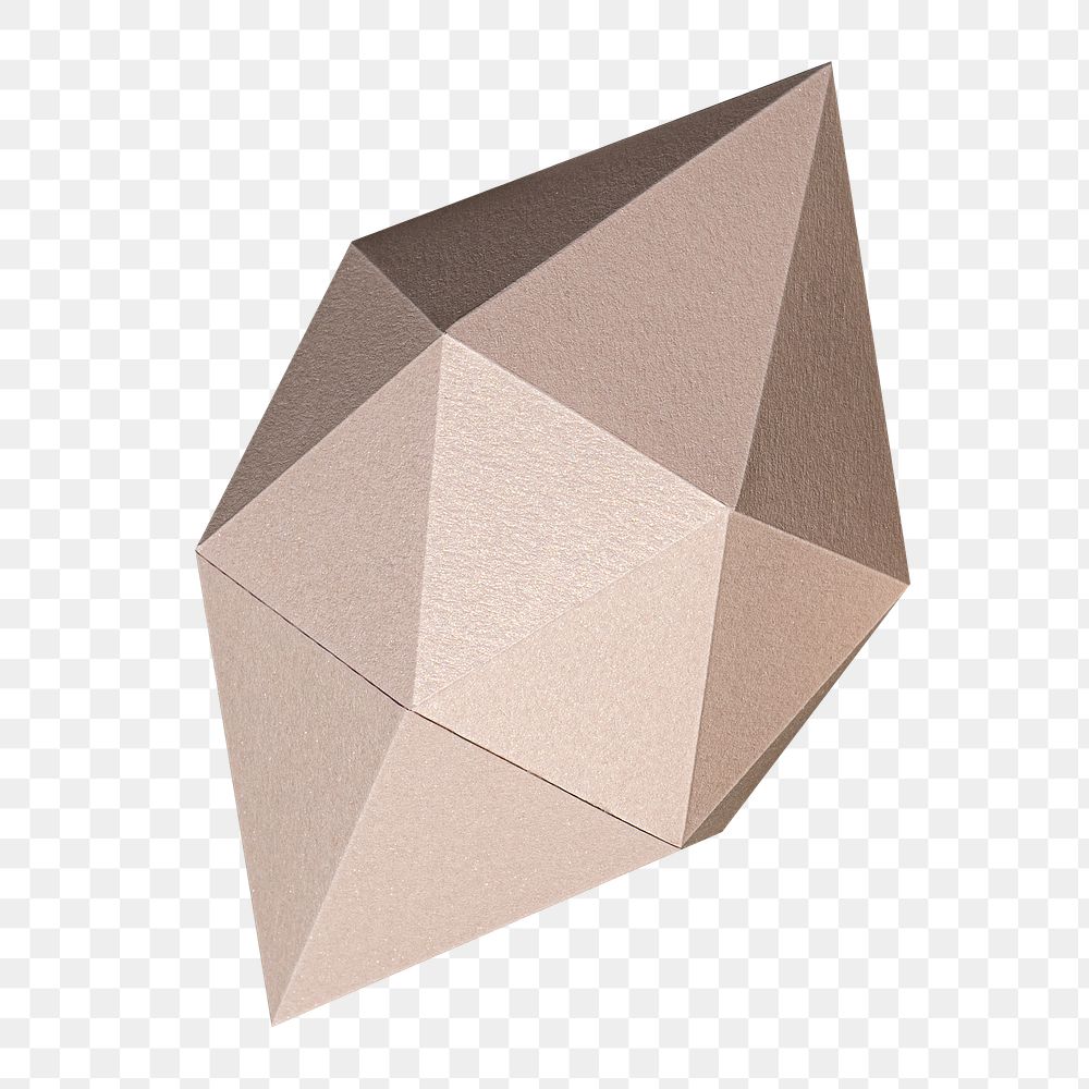3D pink octahedral polyhedron shaped paper craft design element