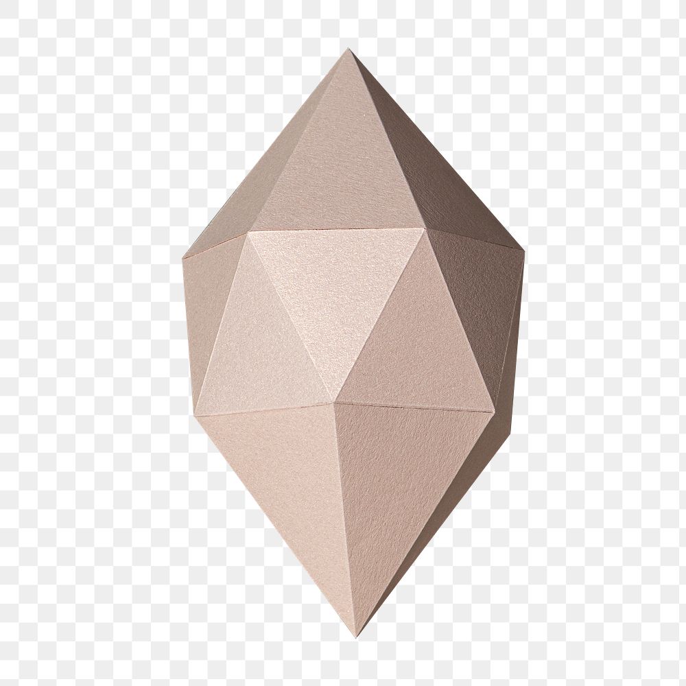 3D pink octahedral polyhedron shaped paper craft design element