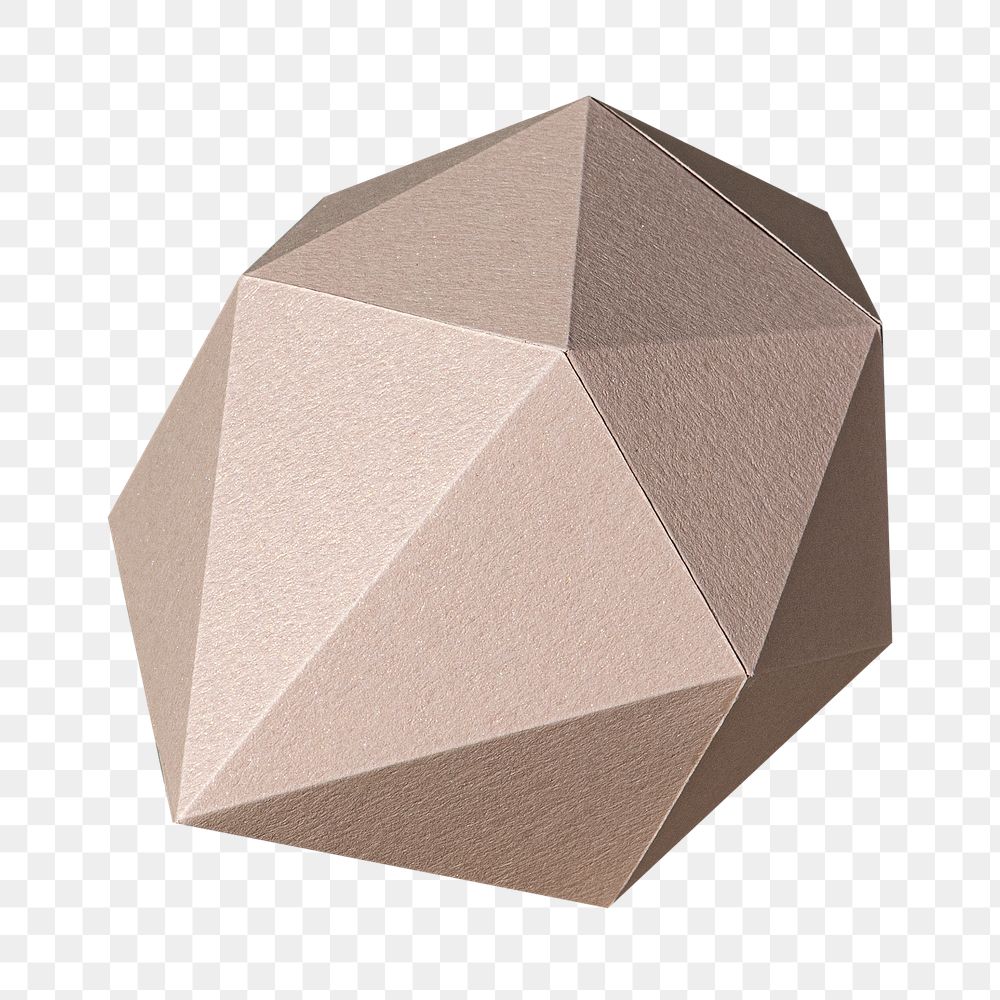3D pink pentagon shaped paper craft design element