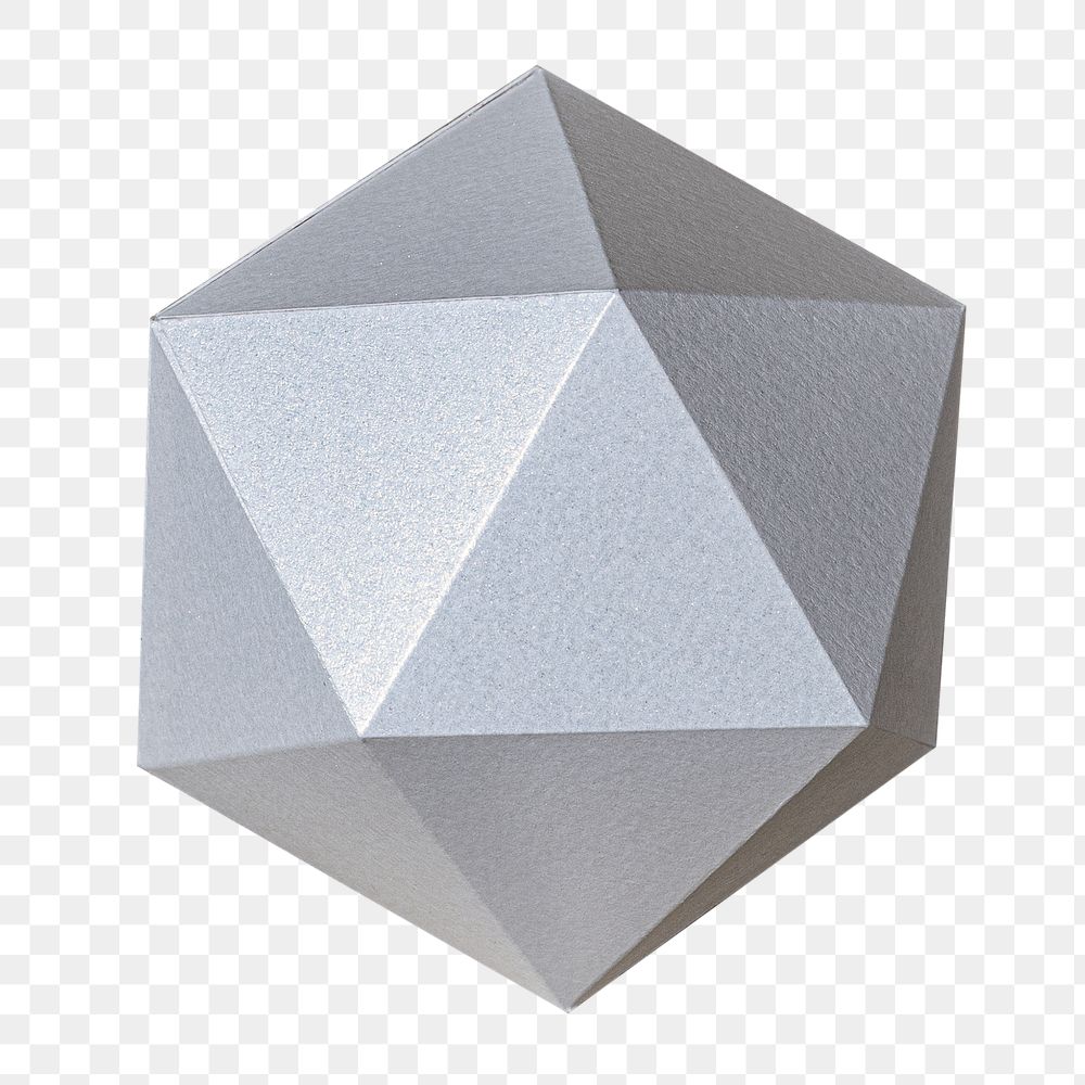 3D gray pentagon paper craft design element
