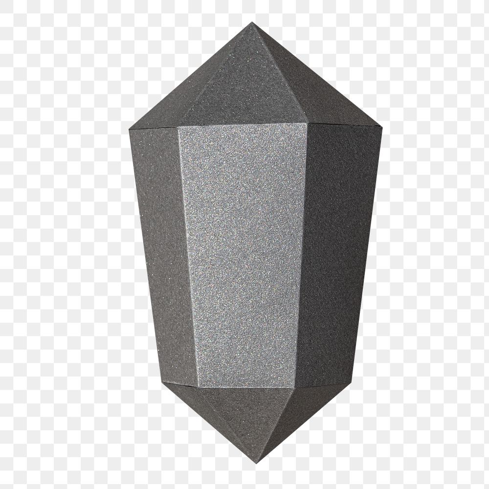 Dark gray hexagonal prism paper craft design element
