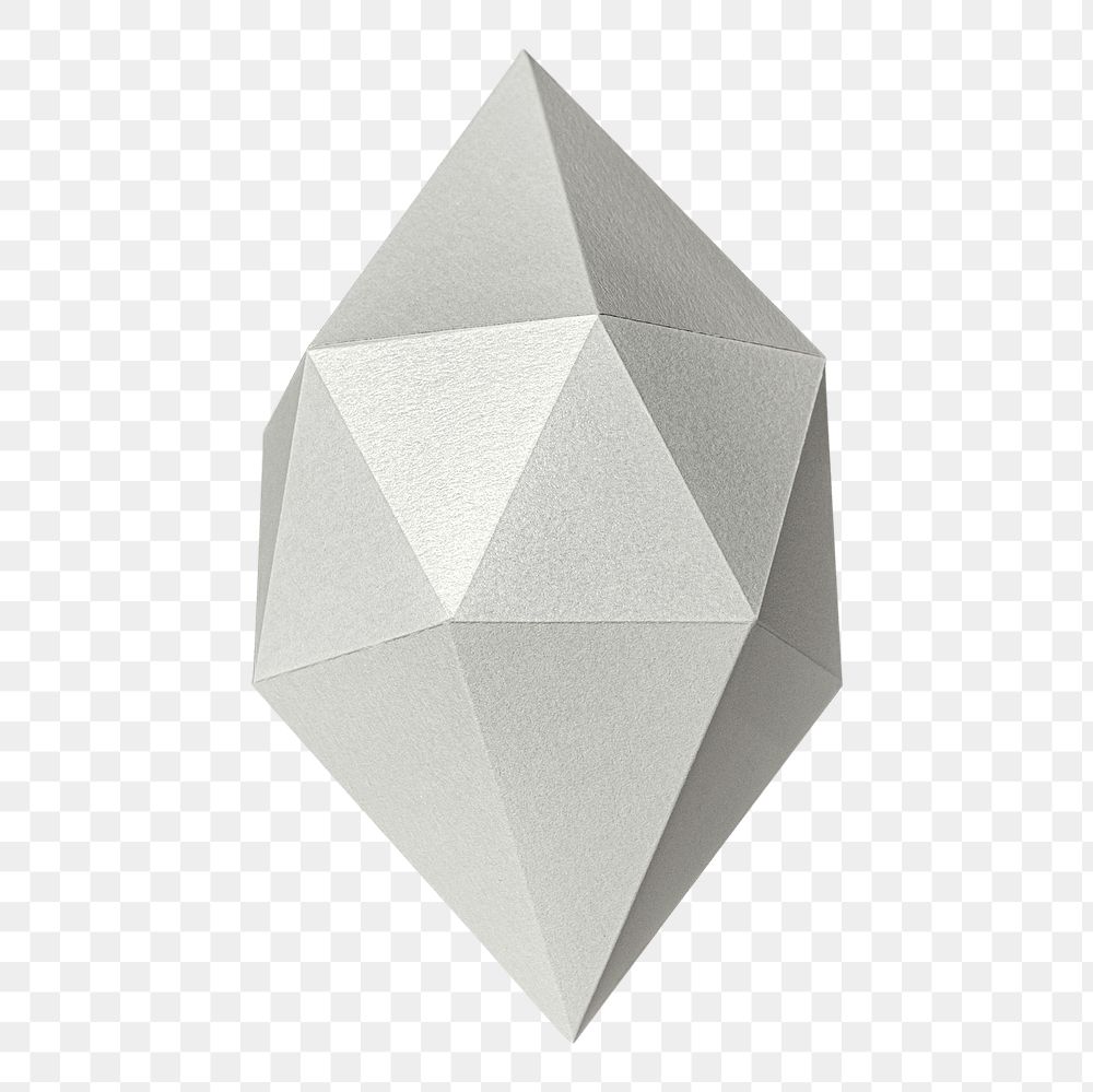 3D gray octahedral polyhedron shaped paper craft design element