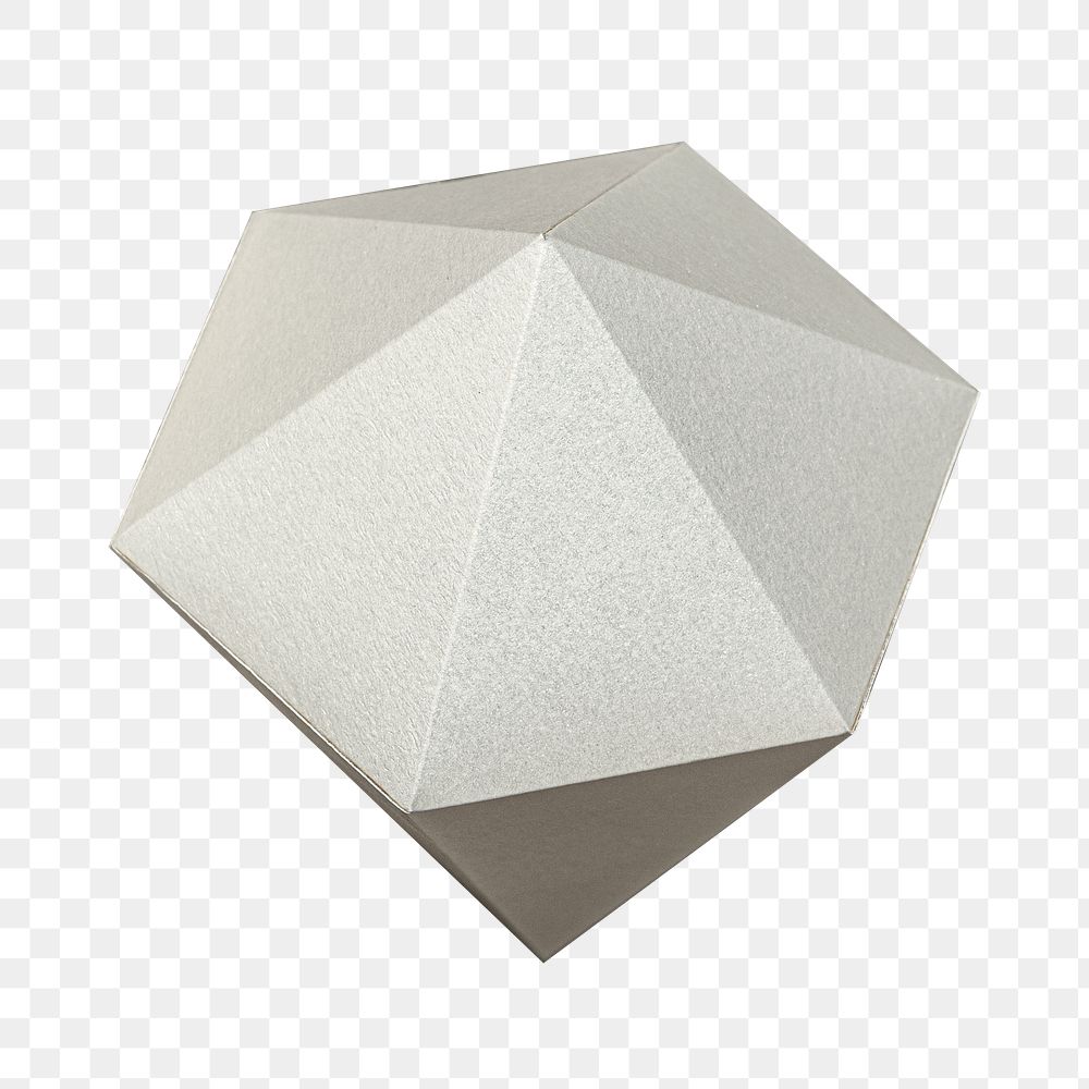 3D silver asymmetric hexagonal bipyramid paper craft design element