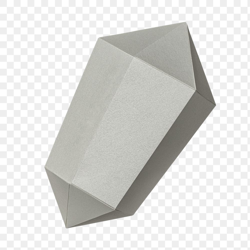 Silver hexagonal prism paper craft design element