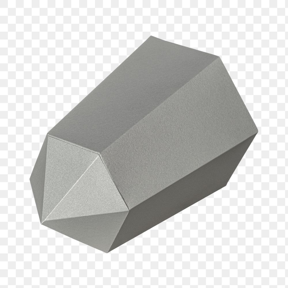 Silver hexagonal prism paper craft design element