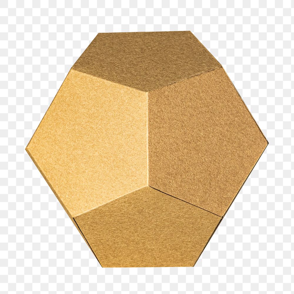 3D golden pentagon shaped paper craft design element