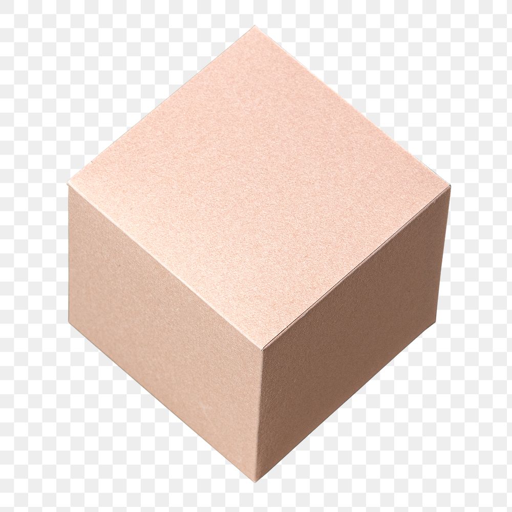 3D pink cubic shaped paper craft design element