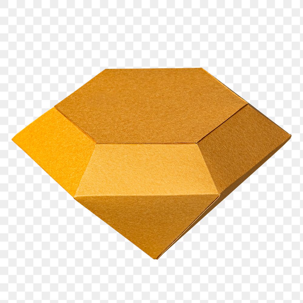 3D golden diamond shaped paper craft design element
