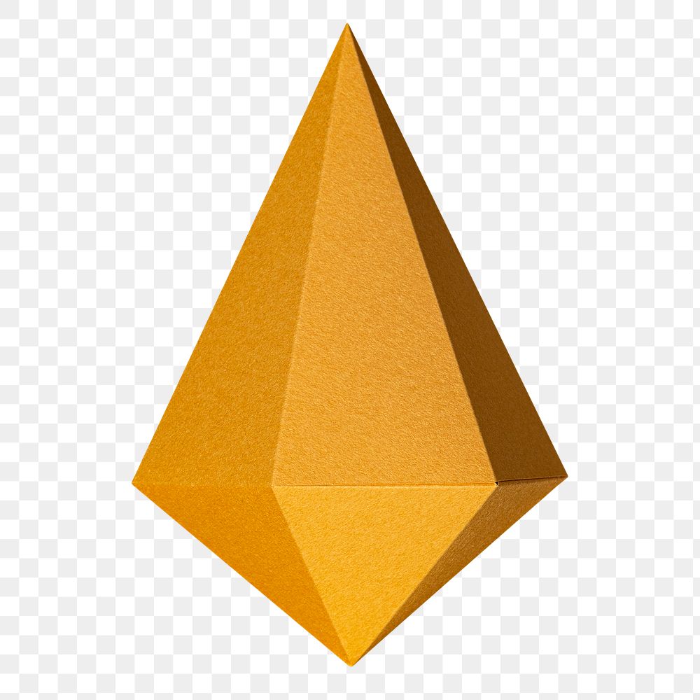 3D golden asymmetric hexagonal bipyramid paper craft design element