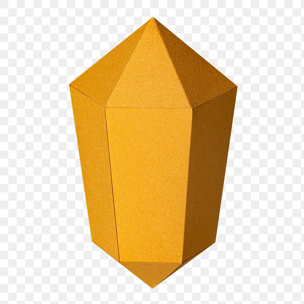 Gold hexagonal prism paper craft design element
