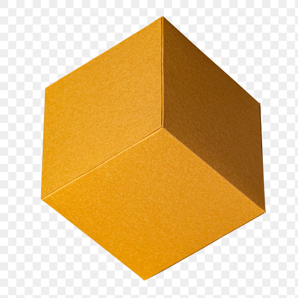 3D golden cubic shaped paper craft design element