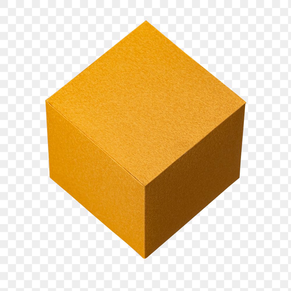 3D golden cubic shaped paper craft design element