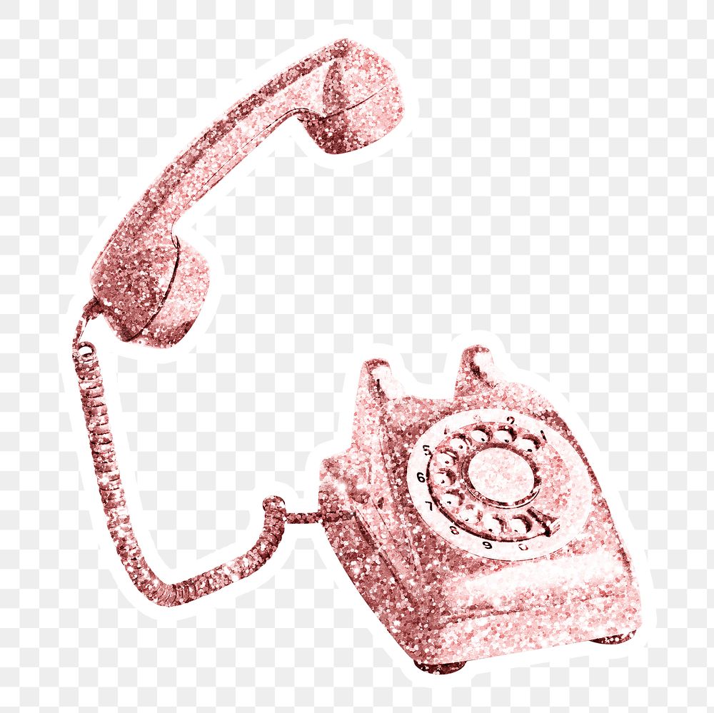 Glittery pink rotary dial sticker design element