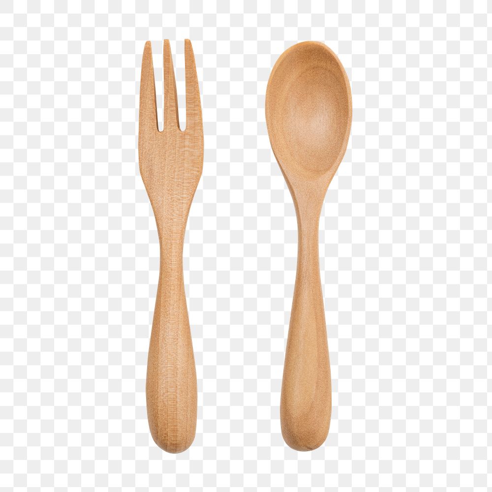 Wooden spoon and fork design element