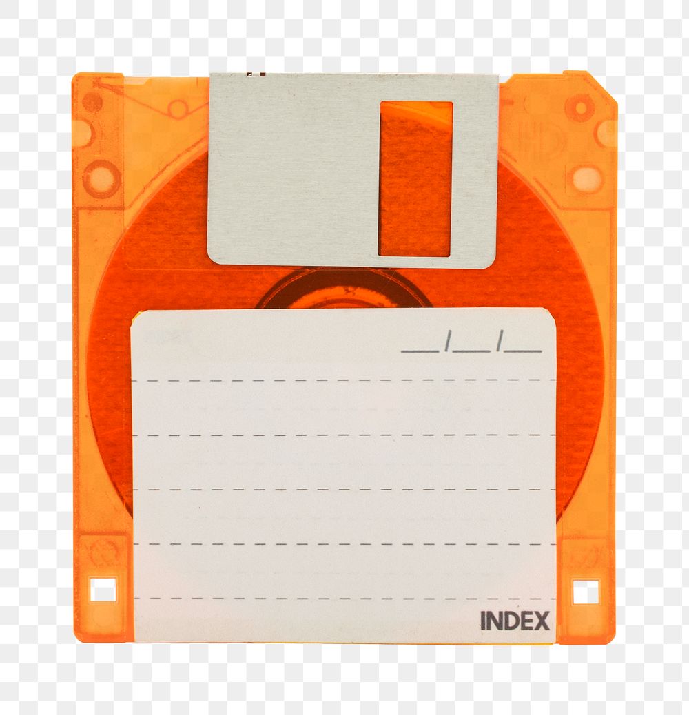 Orange floppy disk design element