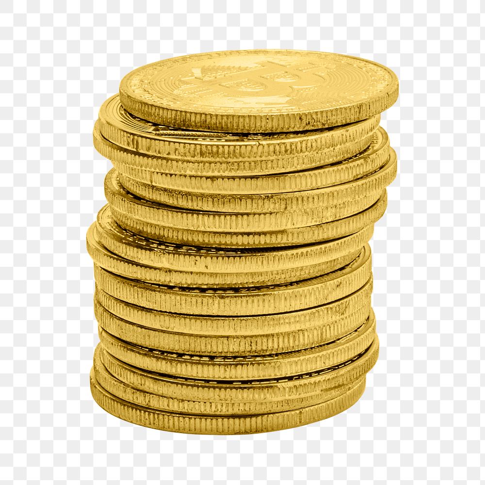 Stack of golden bitcoins design resource