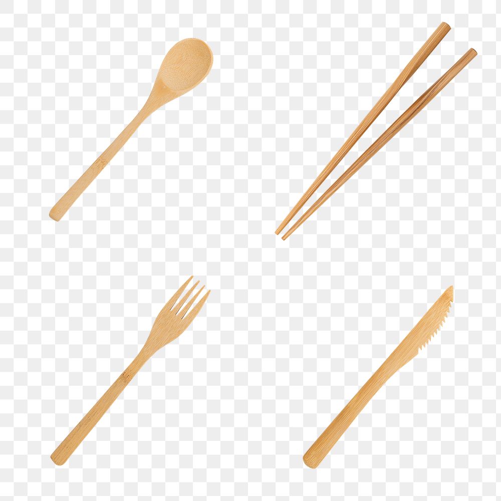 Reusable wooden cutlery set design element