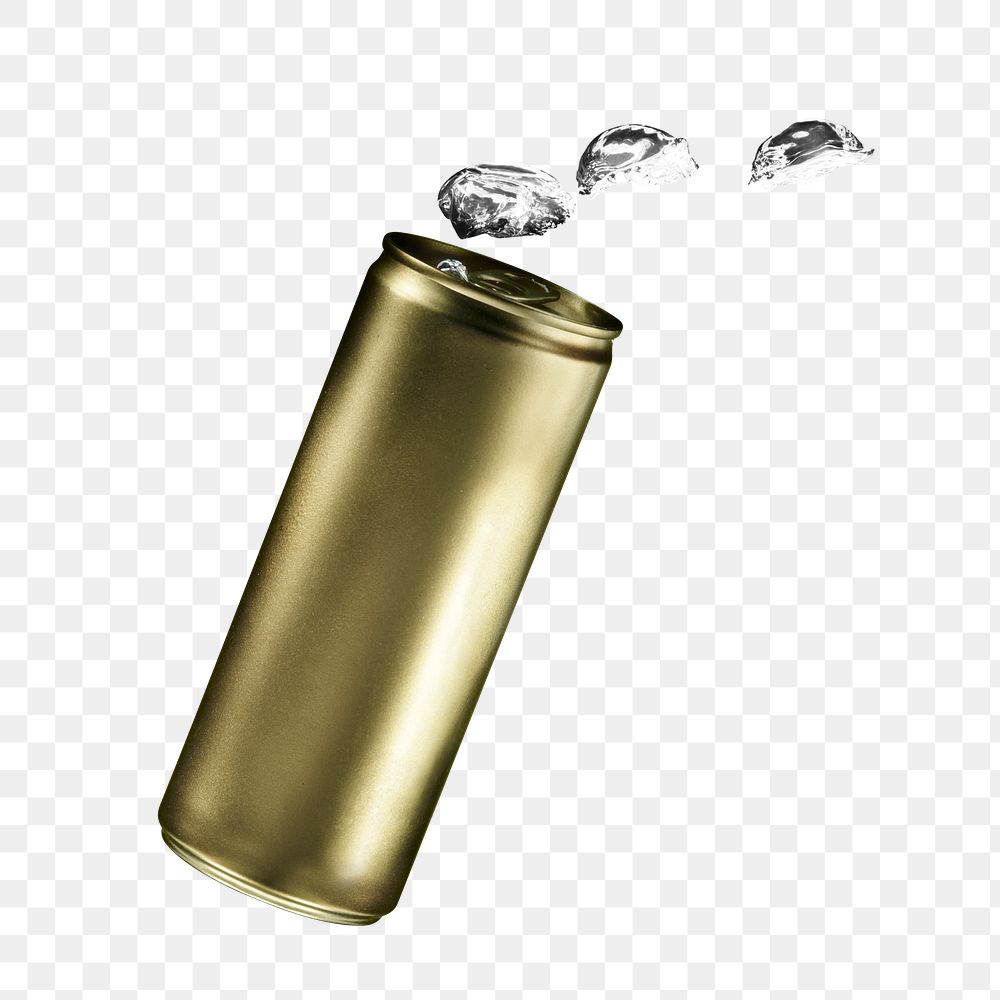 Golden aluminium soda can with copyspace 
