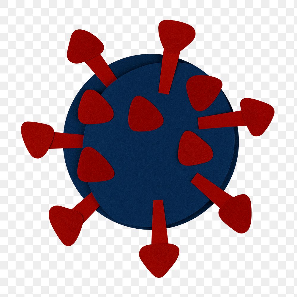Blue paper craft coronavirus cell element transparent png