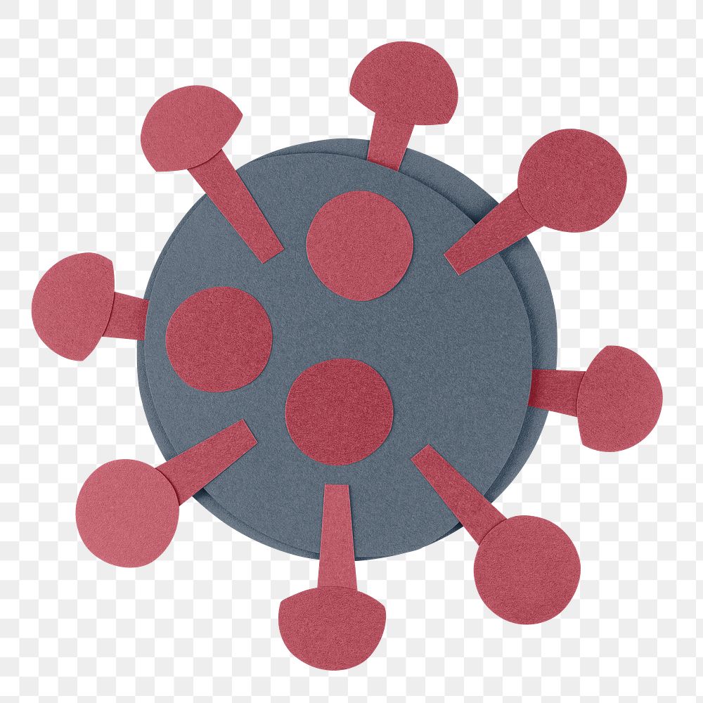 Gray paper craft coronavirus cell element transparent png
