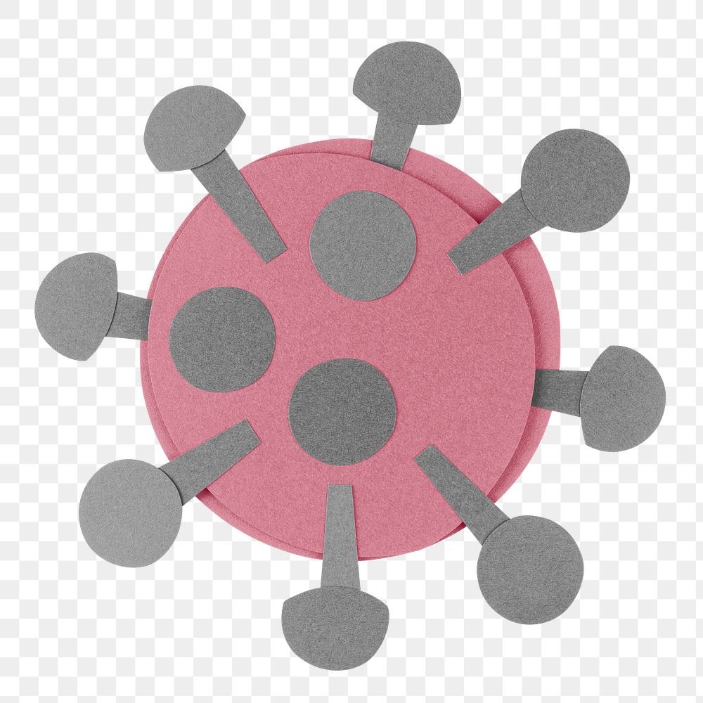 Pink paper craft coronavirus cell element transparent png