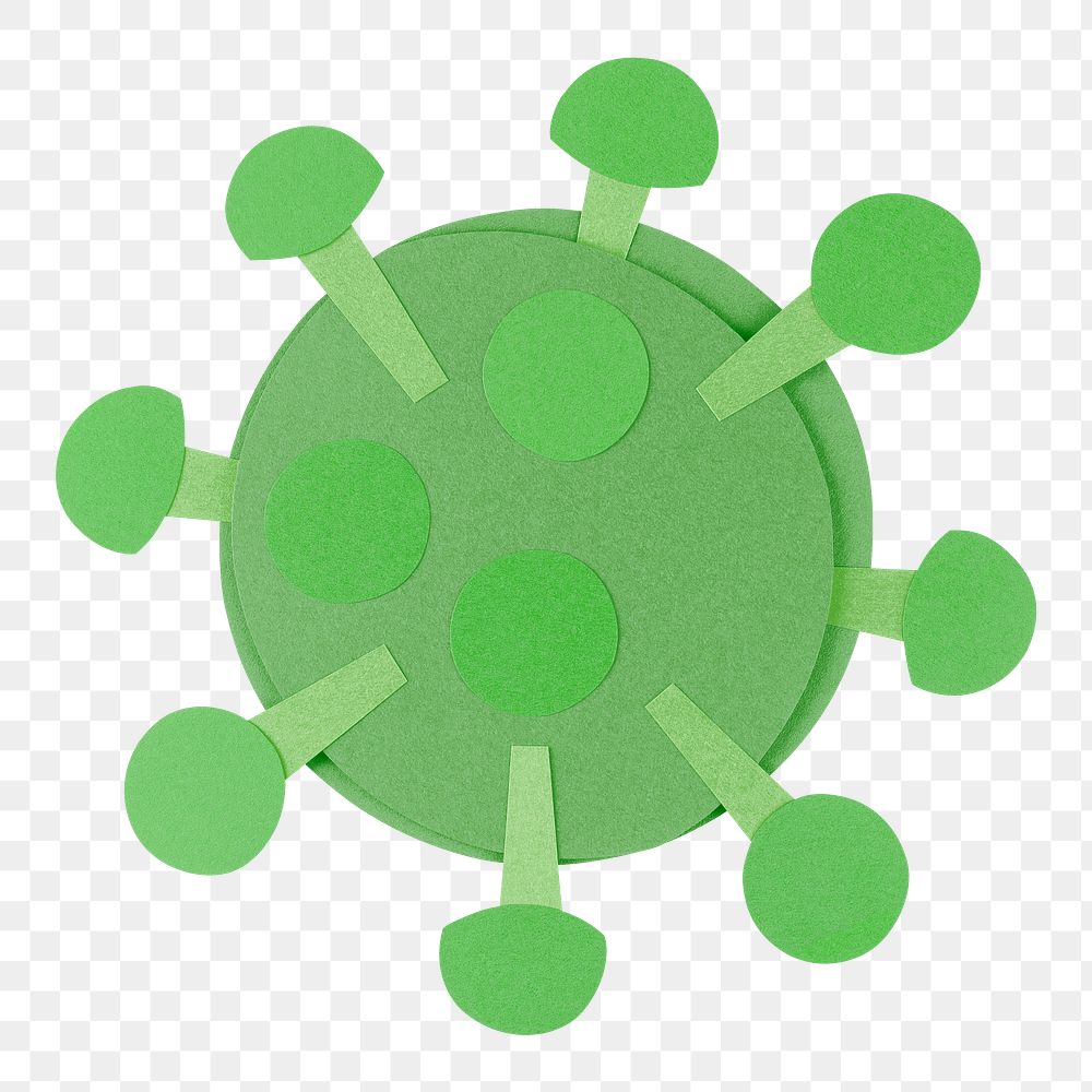 Green paper craft coronavirus cell element transparent png