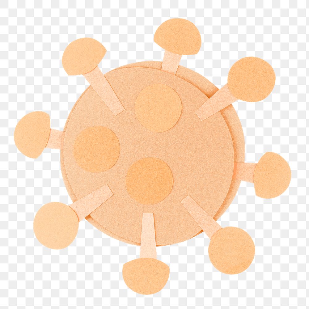 Orange paper craft coronavirus cell element transparent png