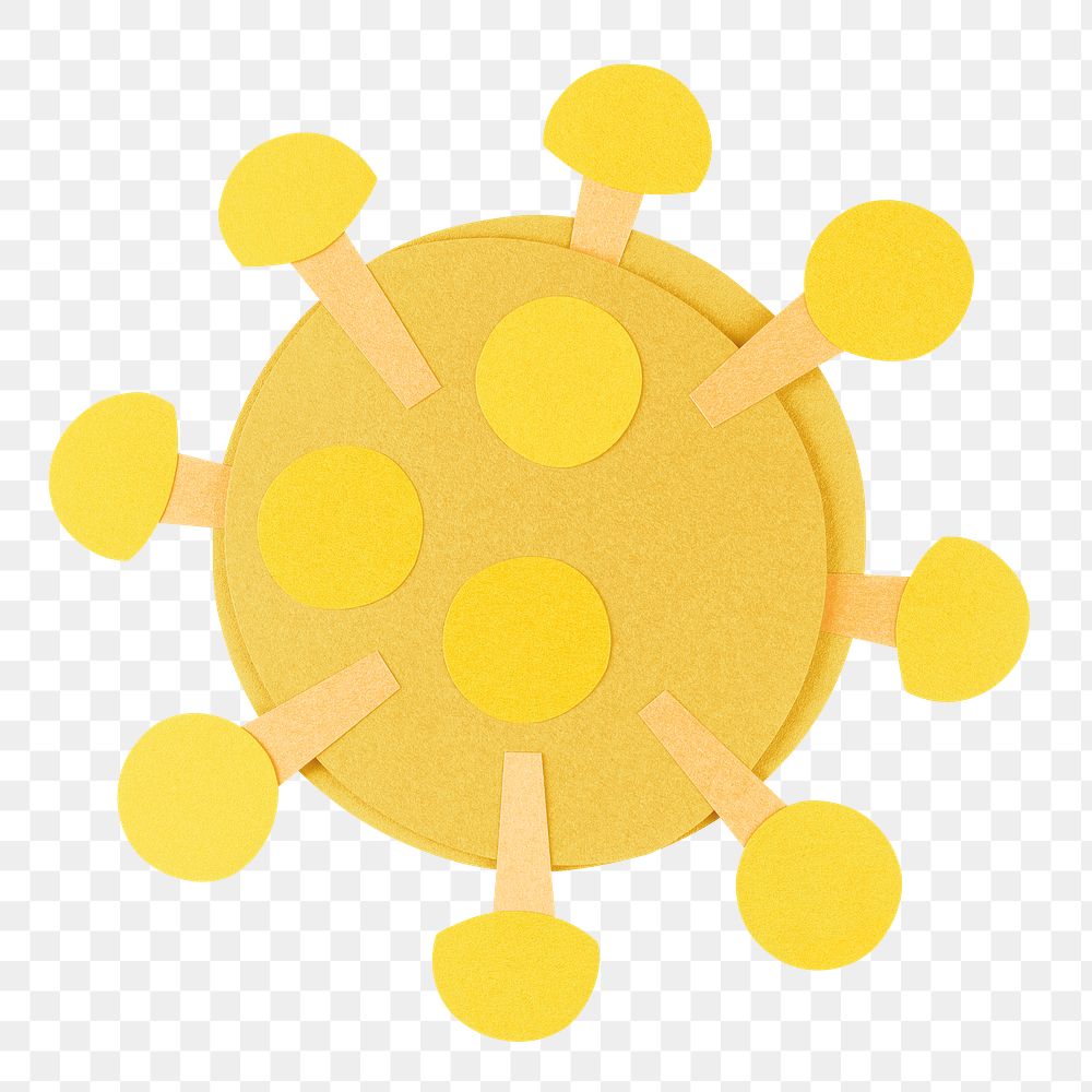 Yellow paper craft coronavirus cell element transparent png
