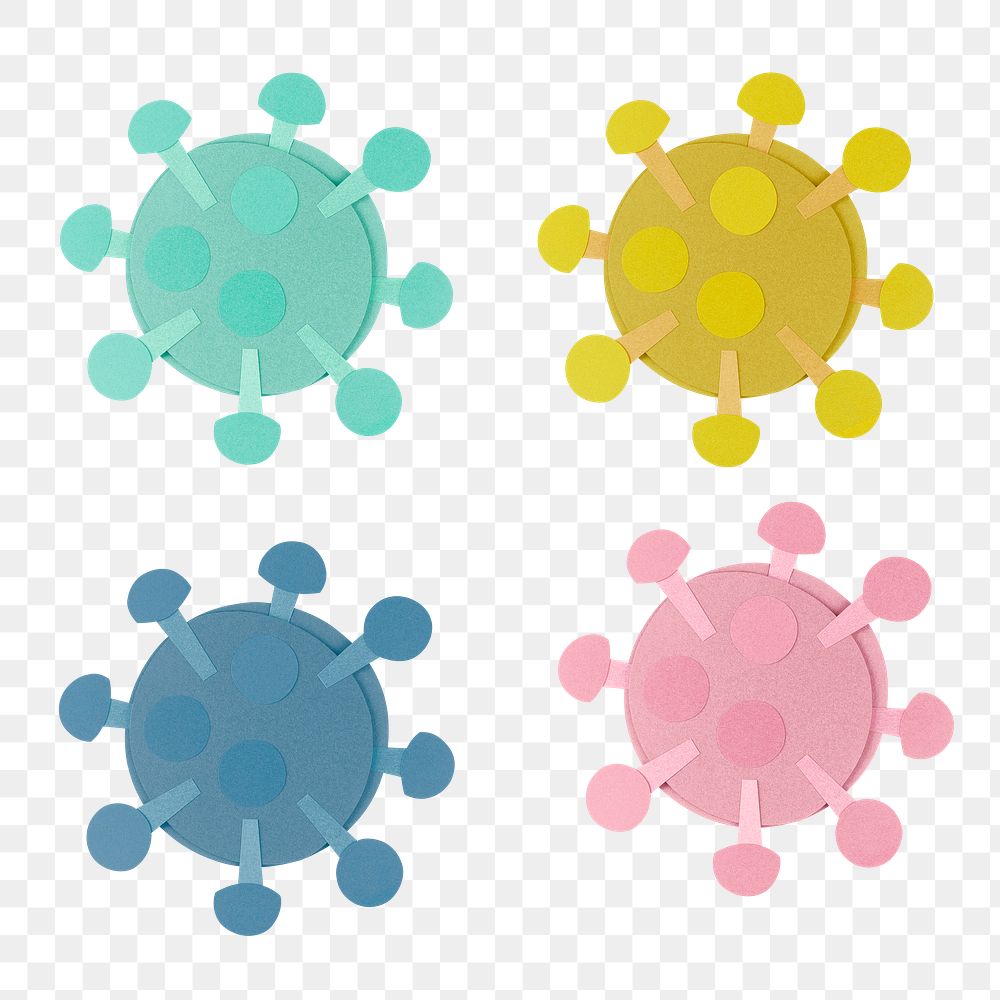 Paper craft coronavirus cell set transparent png