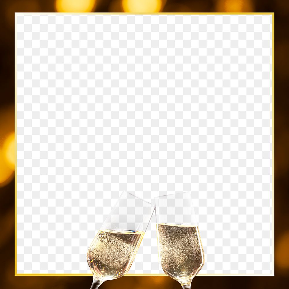 Gold bokeh frame png with flutes 