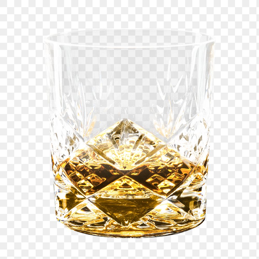 Png whiskey in a fancy glass mockup