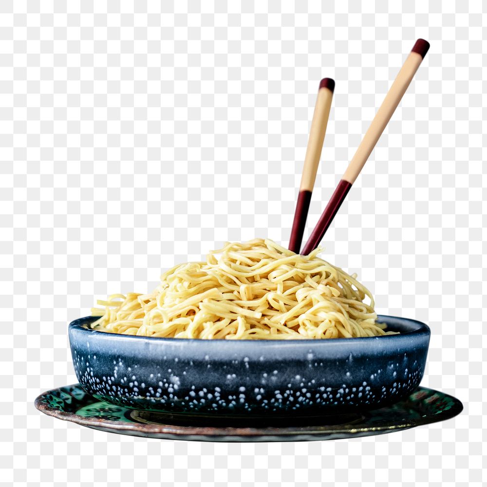 Wooden chopsticks in a noodle bowl design element