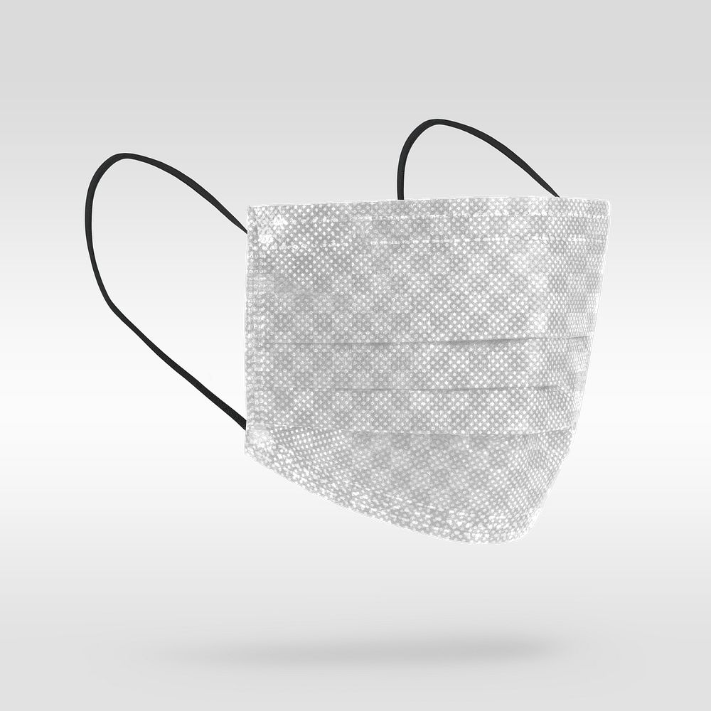Disposable face mask mockup on a gray background