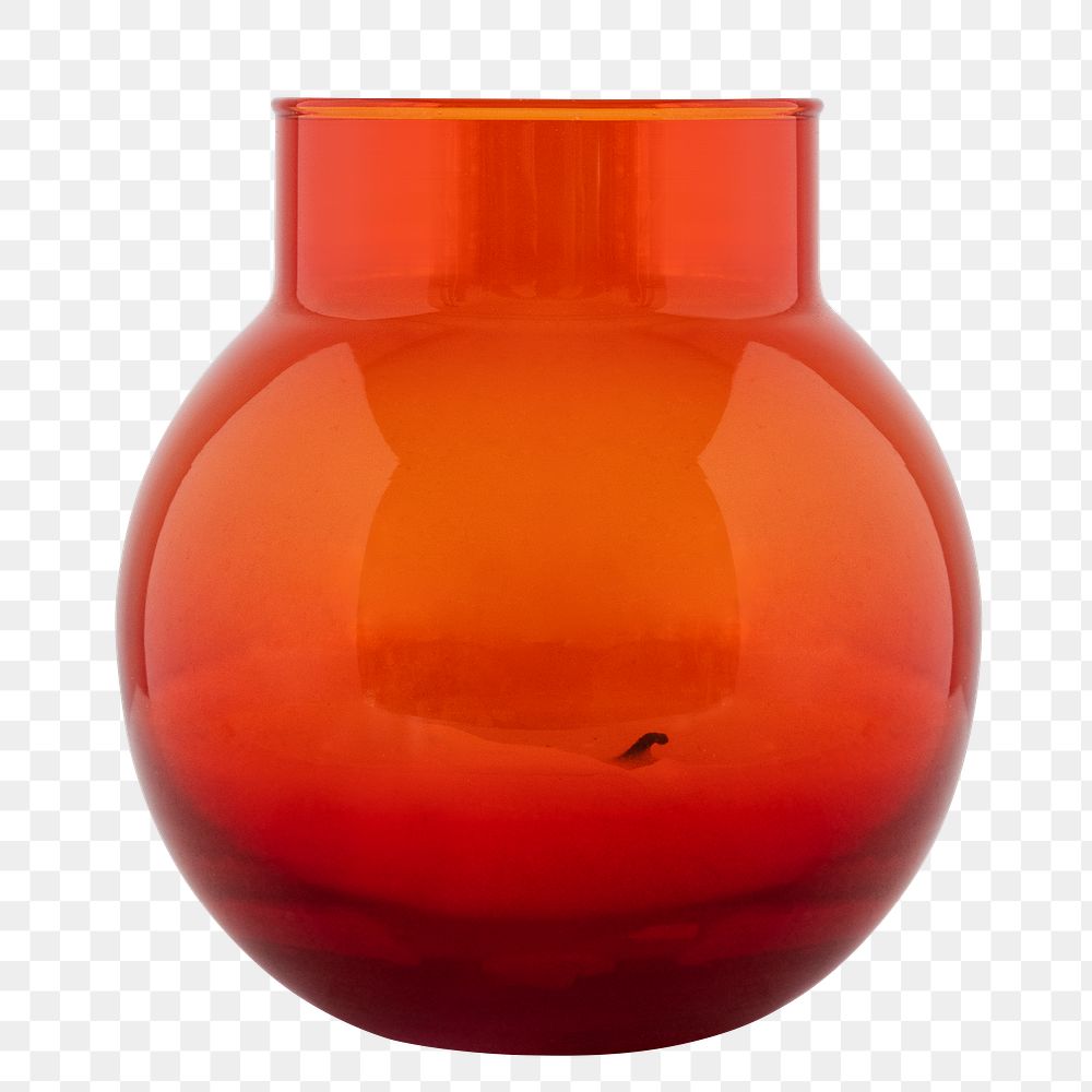 Empty shiny red glass vase design element