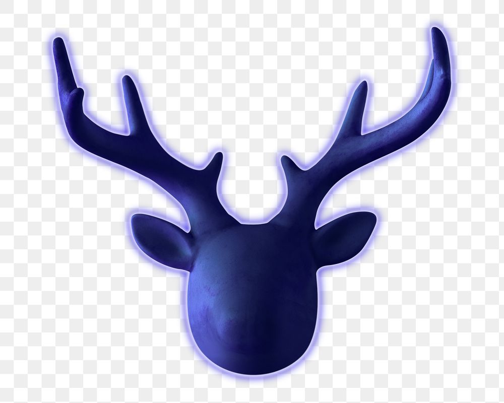 Blue neon decorative deer head design element