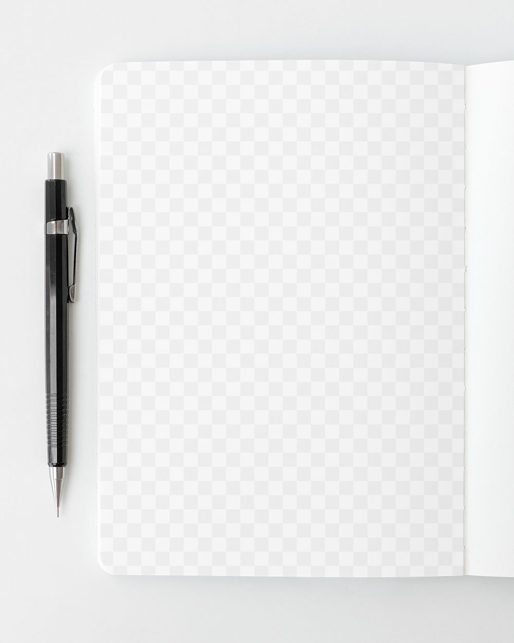 Blank plain white notebook page with a pencil