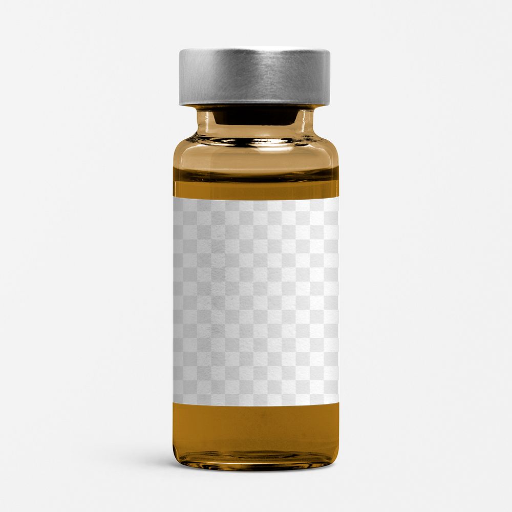 Png bottle label mockup amber medicine glass vial