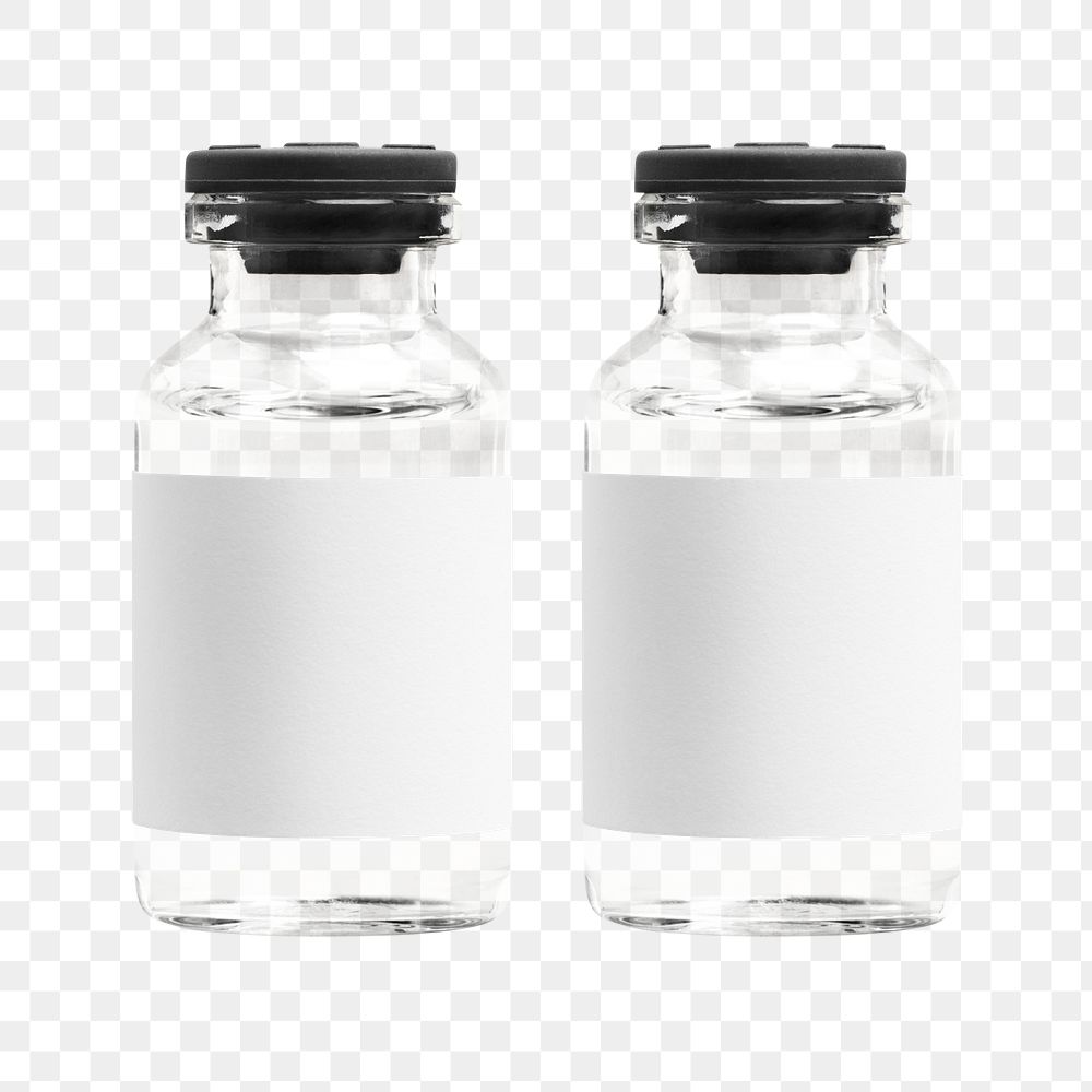 Two png injection bottles with label mockup