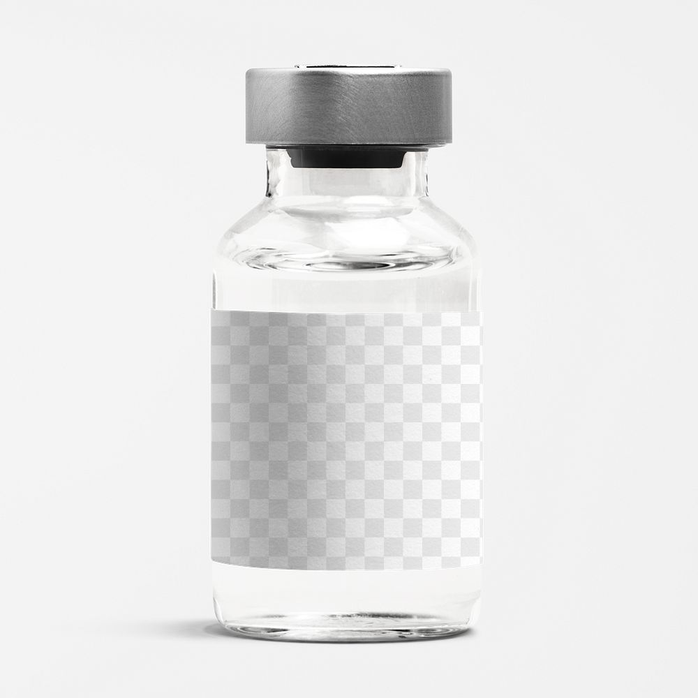 Png vial label mockup medicine glass bottle