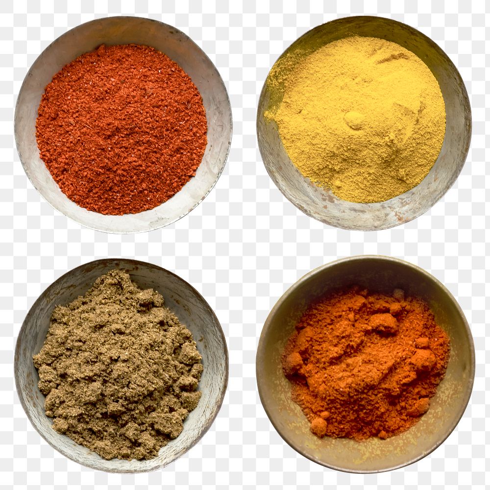 Png spices for butter chicken curry ingredient  food photography flat lay