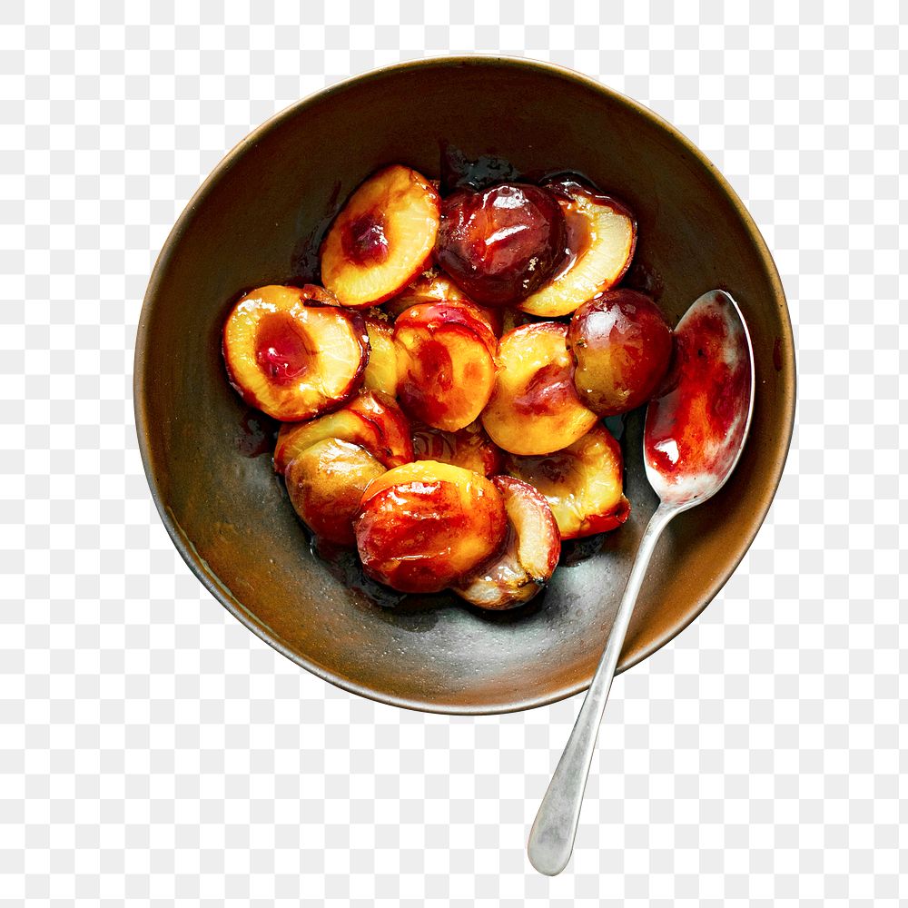 Png roasted plums with brown sugar top view