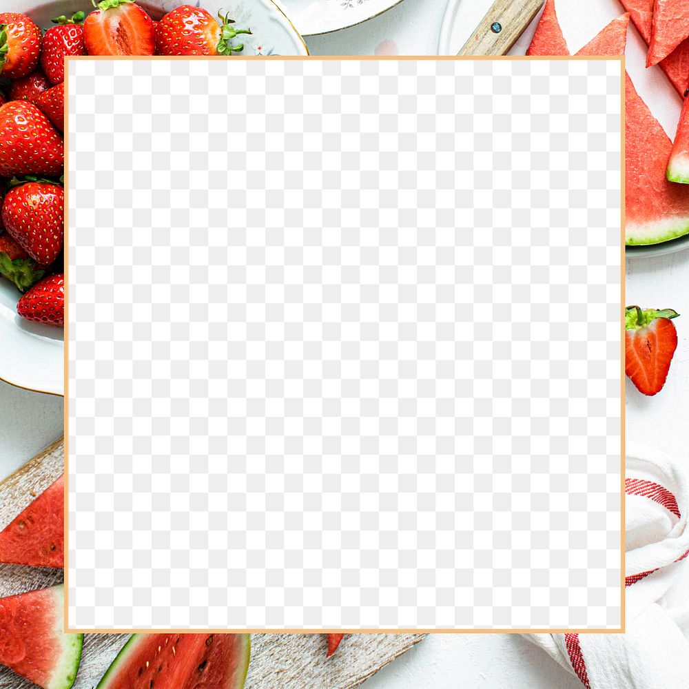 Mixed red fruit png frame transparent background