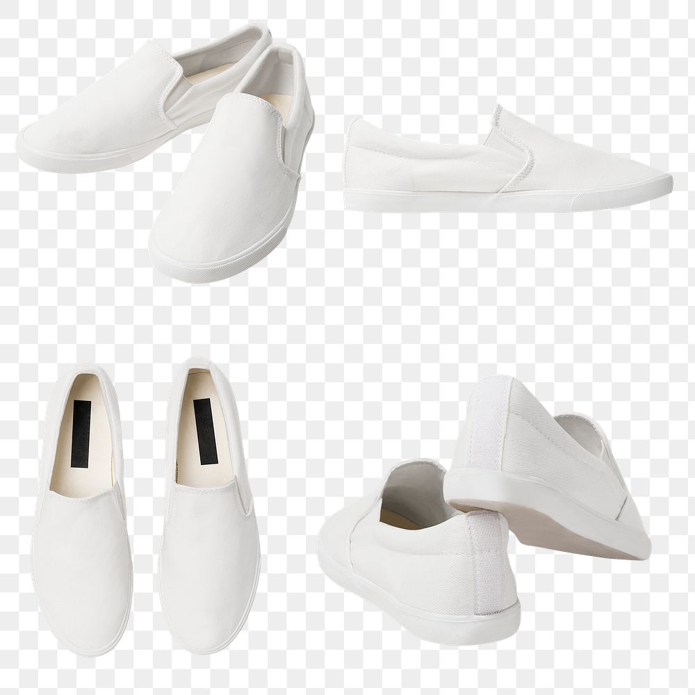 Png white slip-on mockup streetwear sneakers fashion set