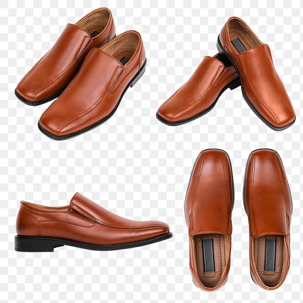 Png brown leather slip-on mockup men&rsquo;s shoes fashion collection