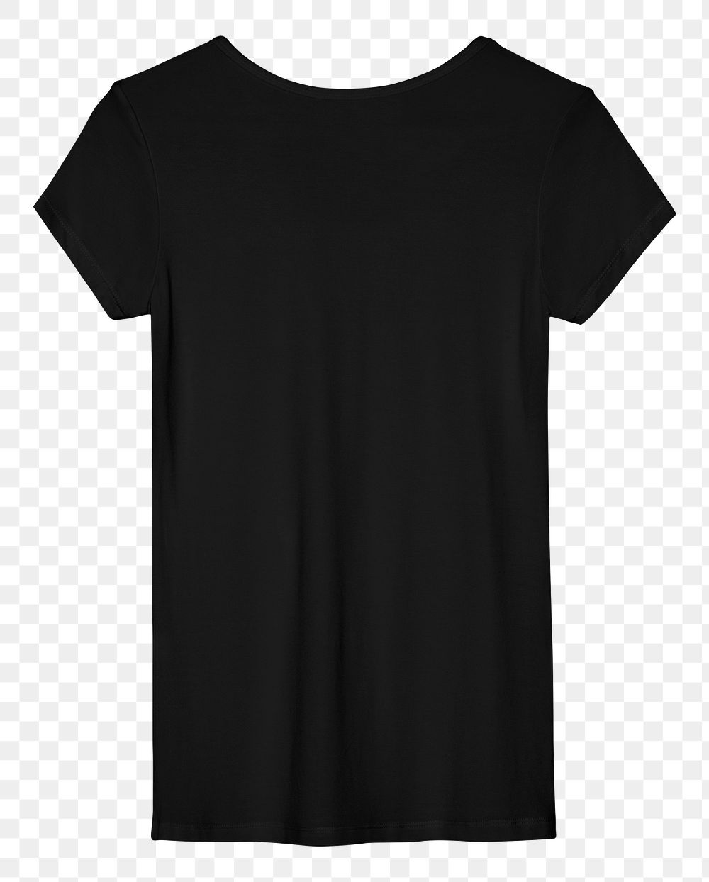 Png black tee mockup women&rsquo;s apparel rear view