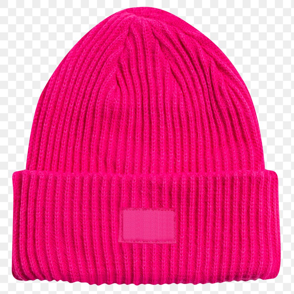 Png pink beanie mockup with label