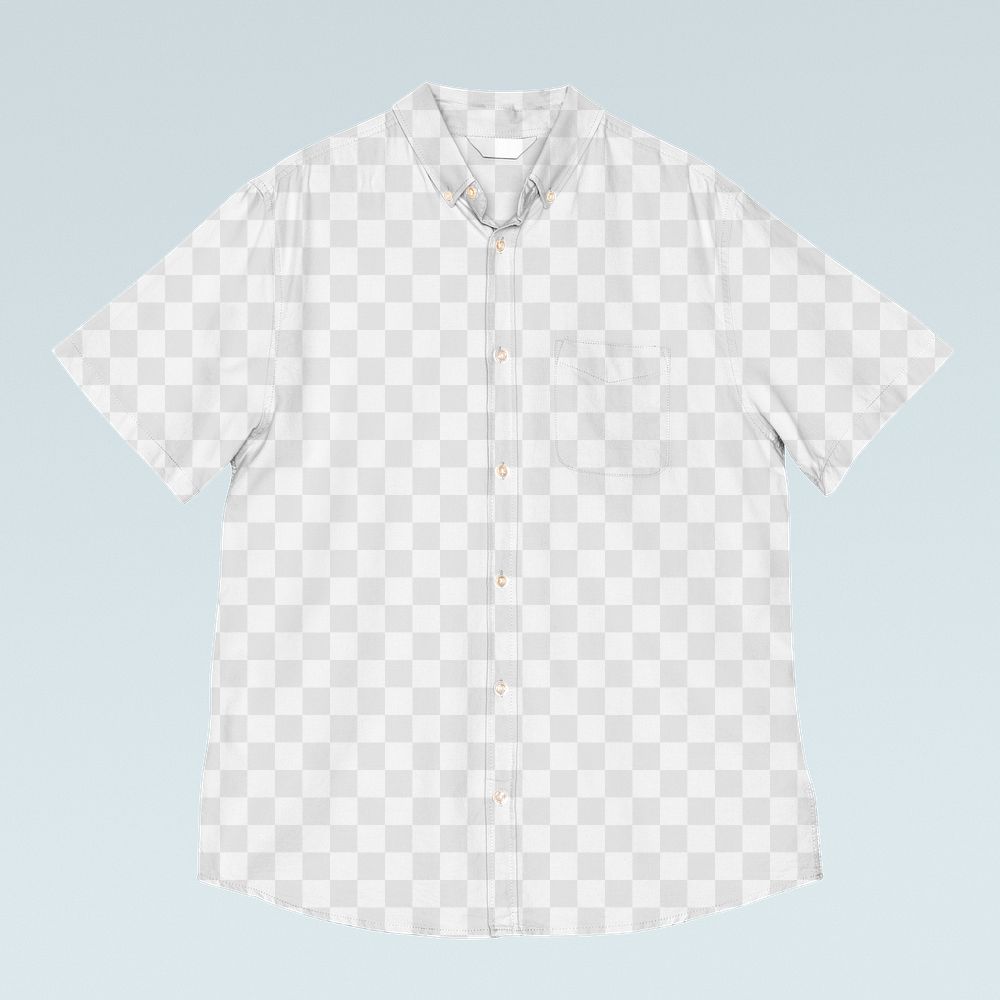 Png short sleeve shirt transparent mockup men’s casual apparel