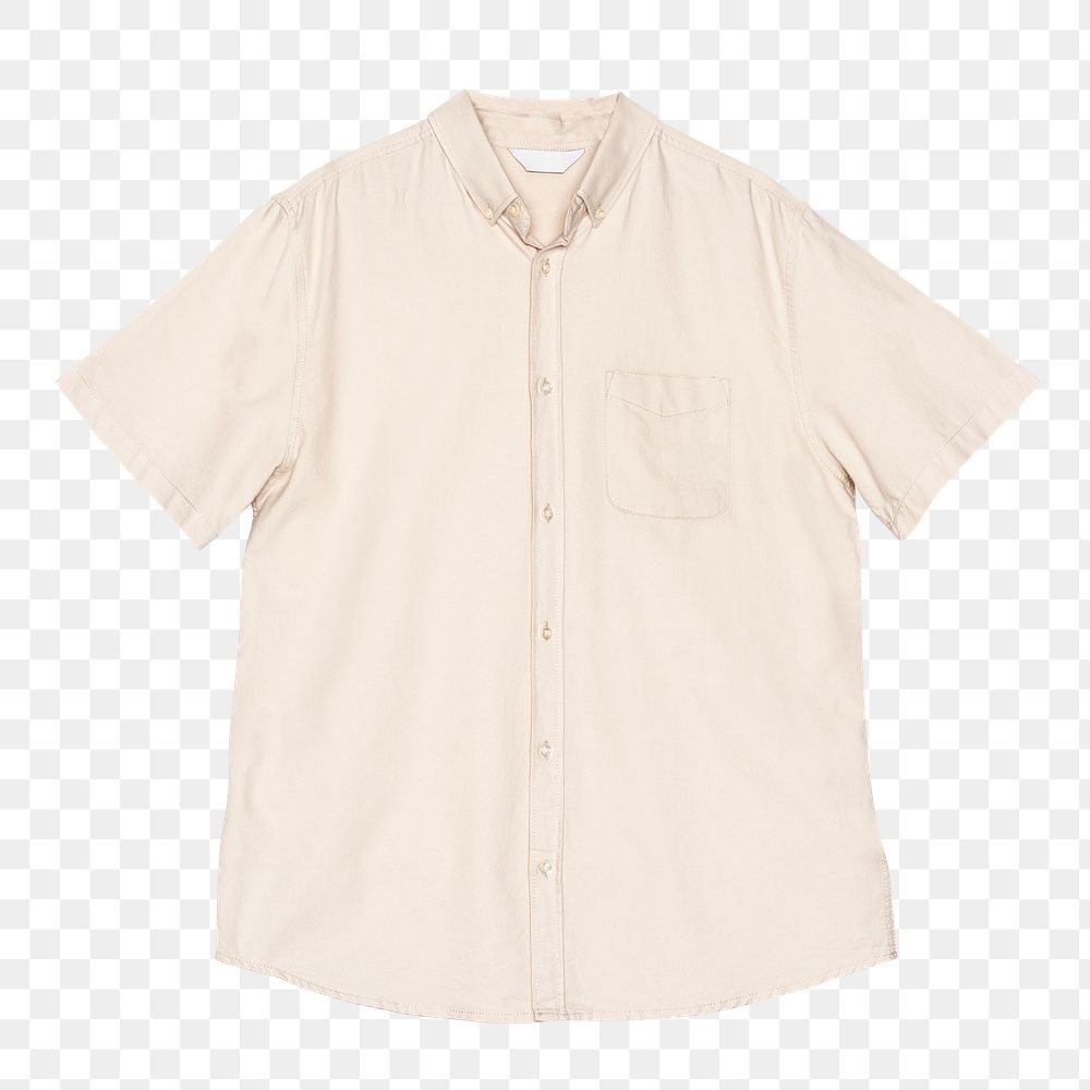 Png beige short sleeve shirt mockup men&rsquo;s casual apparel