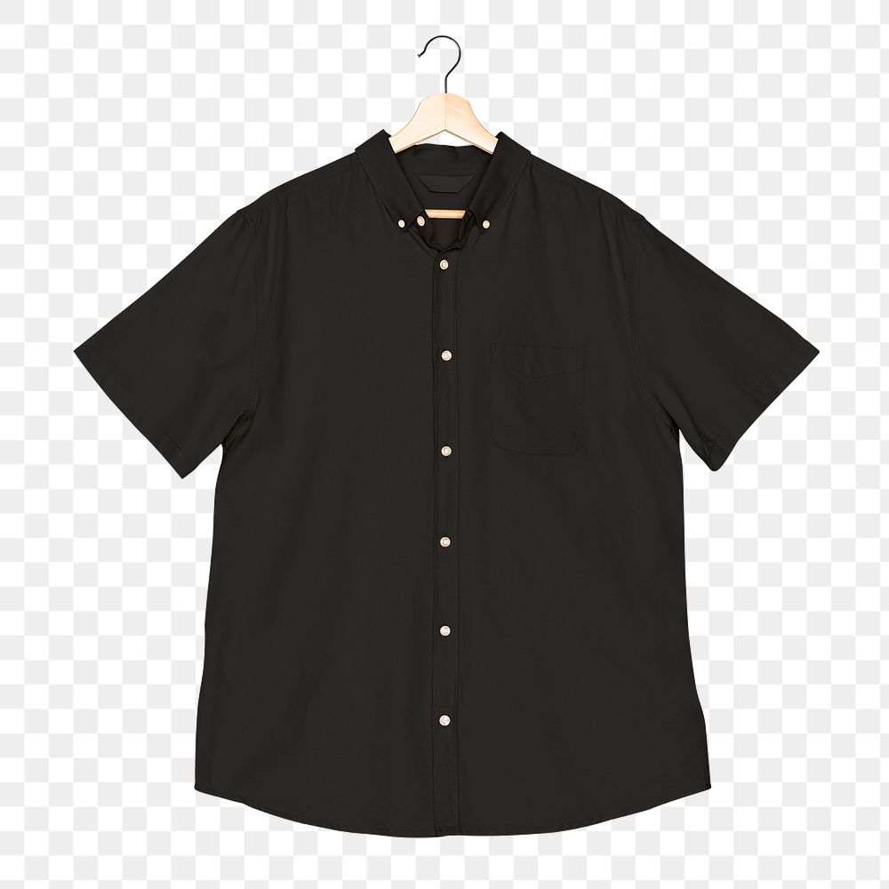 Png black short sleeve shirt mockup men&rsquo;s casual apparel