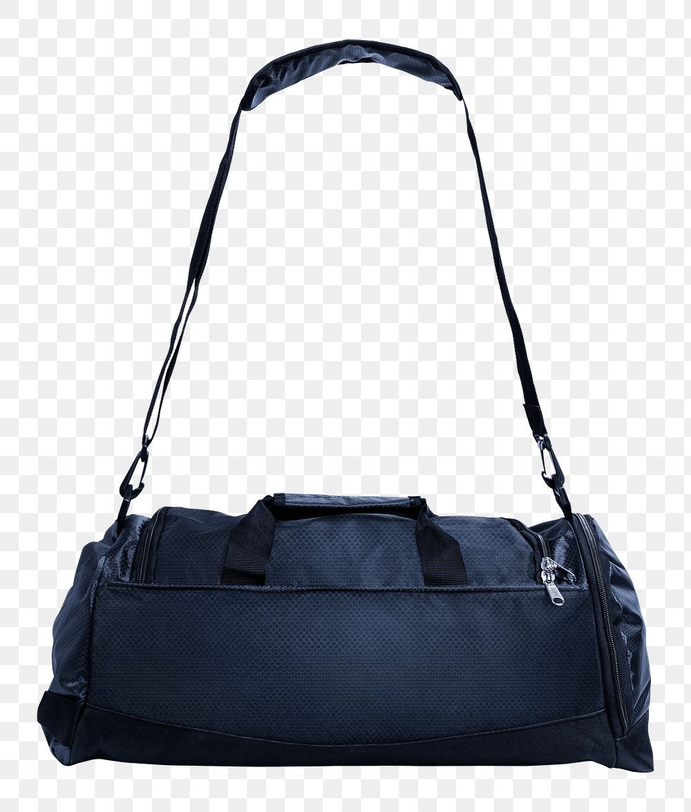 Png blue duffle bag mockup unisex accessory